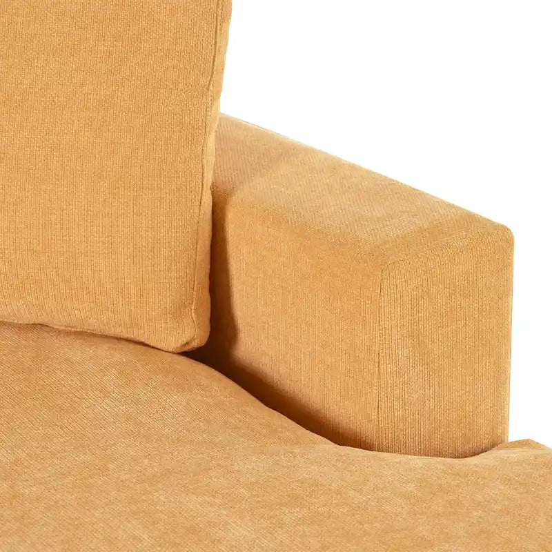 Canapé-méridienne surdimensionné, tissu et pieds en bois massif, 136 cm L x 180 cm P, 250 kg, jaune/gris/beige