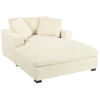 Canapé-méridienne surdimensionné, tissu et pieds en bois massif, 136 cm L x 180 cm P, 250 kg, jaune/gris/beige