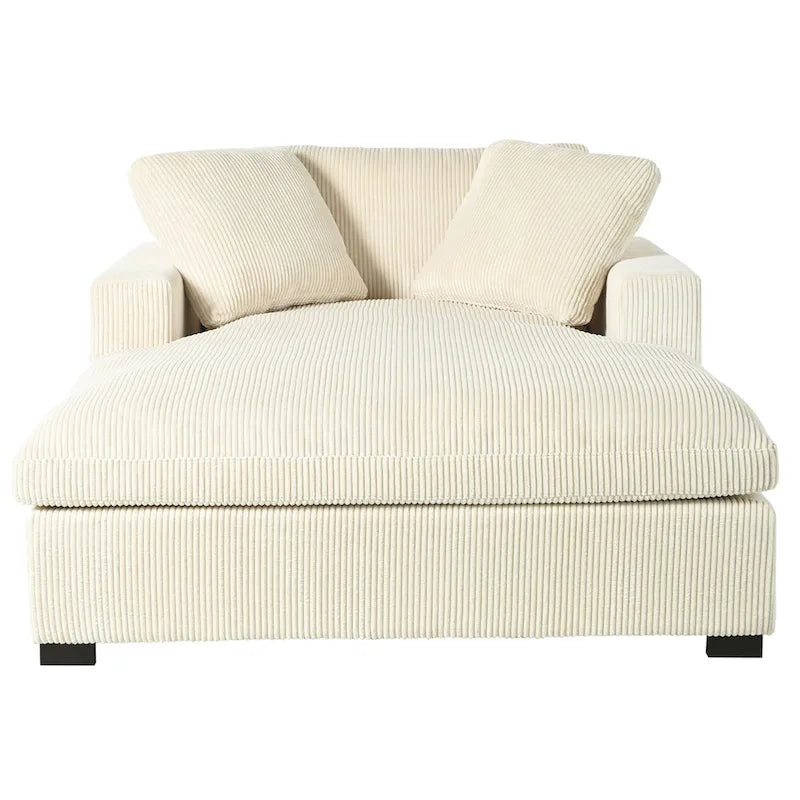 Canapé-méridienne surdimensionné, tissu et pieds en bois massif, 136 cm L x 180 cm P, 250 kg, jaune/gris/beige
