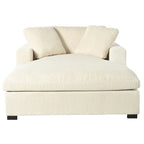 Canapé-méridienne surdimensionné, tissu et pieds en bois massif, 136 cm L x 180 cm P, 250 kg, jaune/gris/beige