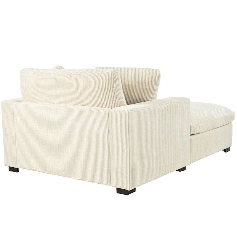 Canapé-méridienne surdimensionné, tissu et pieds en bois massif, 136 cm L x 180 cm P, 250 kg, jaune/gris/beige