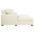 Canapé-méridienne surdimensionné, tissu et pieds en bois massif, 136 cm L x 180 cm P, 250 kg, jaune/gris/beige