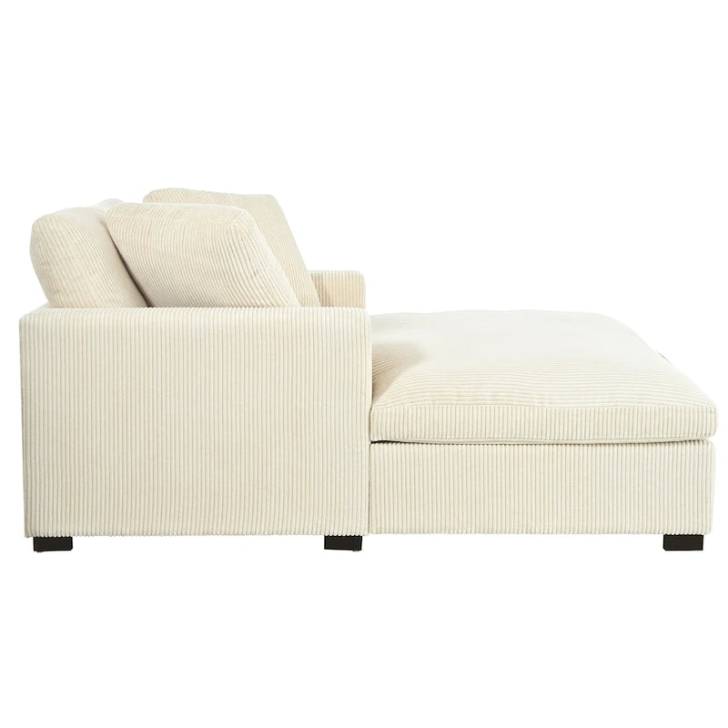 Canapé-méridienne surdimensionné, tissu et pieds en bois massif, 136 cm L x 180 cm P, 250 kg, jaune/gris/beige