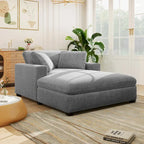 Canapé-méridienne surdimensionné, tissu et pieds en bois massif, 136 cm L x 180 cm P, 250 kg, jaune/gris/beige