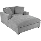 Canapé-méridienne surdimensionné, tissu et pieds en bois massif, 136 cm L x 180 cm P, 250 kg, jaune/gris/beige