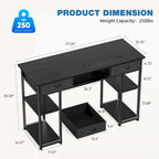 Bureau informatique moderne avec étagère de rangement intégrée et 2 tiroirs pour le bureau à domicile ou la salle d'étude