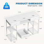 Bureau informatique moderne avec étagère de rangement intégrée et 2 tiroirs pour le bureau à domicile ou la salle d'étude