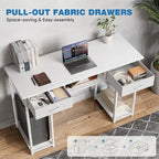 Bureau informatique moderne avec étagère de rangement intégrée et 2 tiroirs pour le bureau à domicile ou la salle d'étude