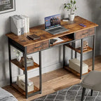 Bureau informatique moderne avec étagère de rangement intégrée et 2 tiroirs pour le bureau à domicile ou la salle d'étude