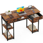 Bureau informatique moderne avec étagère de rangement intégrée et 2 tiroirs pour le bureau à domicile ou la salle d'étude
