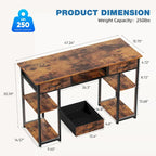 Bureau informatique moderne avec étagère de rangement intégrée et 2 tiroirs pour le bureau à domicile ou la salle d'étude
