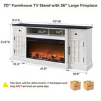 Meuble TV de ferme électrique noir/marron/blanc, compatible avec les téléviseurs de 80", 177,8 cm (L) x 80 cm (H), 5000 BTU