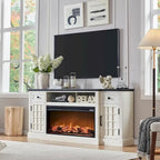 Meuble TV de ferme électrique noir/marron/blanc, compatible avec les téléviseurs de 80", 177,8 cm (L) x 80 cm (H), 5000 BTU