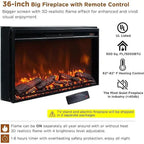 Meuble TV de ferme électrique noir/marron/blanc, compatible avec les téléviseurs de 80", 177,8 cm (L) x 80 cm (H), 5000 BTU
