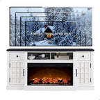 Meuble TV de ferme électrique noir/marron/blanc, compatible avec les téléviseurs de 80", 177,8 cm (L) x 80 cm (H), 5000 BTU