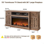 Meuble TV de ferme électrique noir/marron/blanc, compatible avec les téléviseurs de 80", 177,8 cm (L) x 80 cm (H), 5000 BTU