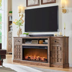 Meuble TV de ferme électrique noir/marron/blanc, compatible avec les téléviseurs de 80", 177,8 cm (L) x 80 cm (H), 5000 BTU