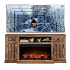 Meuble TV de ferme électrique noir/marron/blanc, compatible avec les téléviseurs de 80", 177,8 cm (L) x 80 cm (H), 5000 BTU