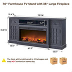 Meuble TV de ferme électrique noir/marron/blanc, compatible avec les téléviseurs de 80", 177,8 cm (L) x 80 cm (H), 5000 BTU