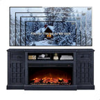 Meuble TV de ferme électrique noir/marron/blanc, compatible avec les téléviseurs de 80", 177,8 cm (L) x 80 cm (H), 5000 BTU