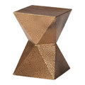 Table d'appoint en métal, bronze, silhouette de sablier, texture martelée, intérieur/semi-extérieur, 1 personne