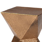 Table d'appoint en métal, bronze, silhouette de sablier, texture martelée, intérieur/semi-extérieur, 1 personne