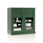 Meuble de salle de bain en bois massif 32", portes en verre transparent, 2 tiroirs, 12 couleurs