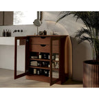 Meuble de salle de bain en bois massif 32", portes en verre transparent, 2 tiroirs, 12 couleurs