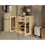 Meuble de salle de bain en bois massif 32", portes en verre transparent, 2 tiroirs, 12 couleurs