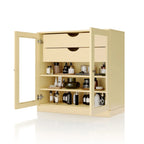 Meuble de salle de bain en bois massif 32", portes en verre transparent, 2 tiroirs, 12 couleurs