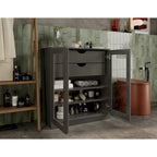 Meuble de salle de bain en bois massif 32", portes en verre transparent, 2 tiroirs, 12 couleurs