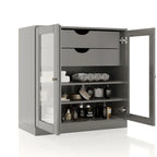 Meuble de salle de bain en bois massif 32", portes en verre transparent, 2 tiroirs, 12 couleurs