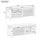 Banc de rangement à persiennes avec coussin et porte coulissante, MDF, 105,4 cm L, 1 place, Blanc/Gris/Bleu marine/Naturel/Espresso