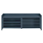 Banc de rangement à persiennes avec coussin et porte coulissante, MDF, 105,4 cm L, 1 place, Blanc/Gris/Bleu marine/Naturel/Espresso