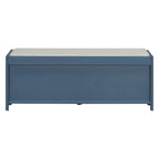 Banc de rangement à persiennes avec coussin et porte coulissante, MDF, 105,4 cm L, 1 place, Blanc/Gris/Bleu marine/Naturel/Espresso