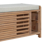 Banc de rangement à persiennes avec coussin et porte coulissante, MDF, 105,4 cm L, 1 place, Blanc/Gris/Bleu marine/Naturel/Espresso