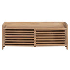 Banc de rangement à persiennes avec coussin et porte coulissante, MDF, 105,4 cm L, 1 place, Blanc/Gris/Bleu marine/Naturel/Espresso