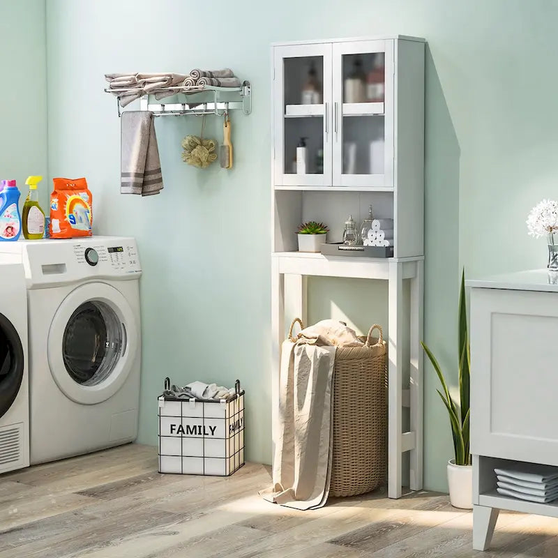 Meuble de Rangement WC, Étagère de Rangement WC Gain de Place en Bois