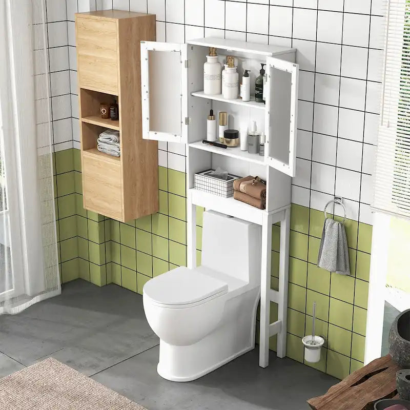 Meuble de Rangement WC, Étagère de Rangement WC Gain de Place en Bois