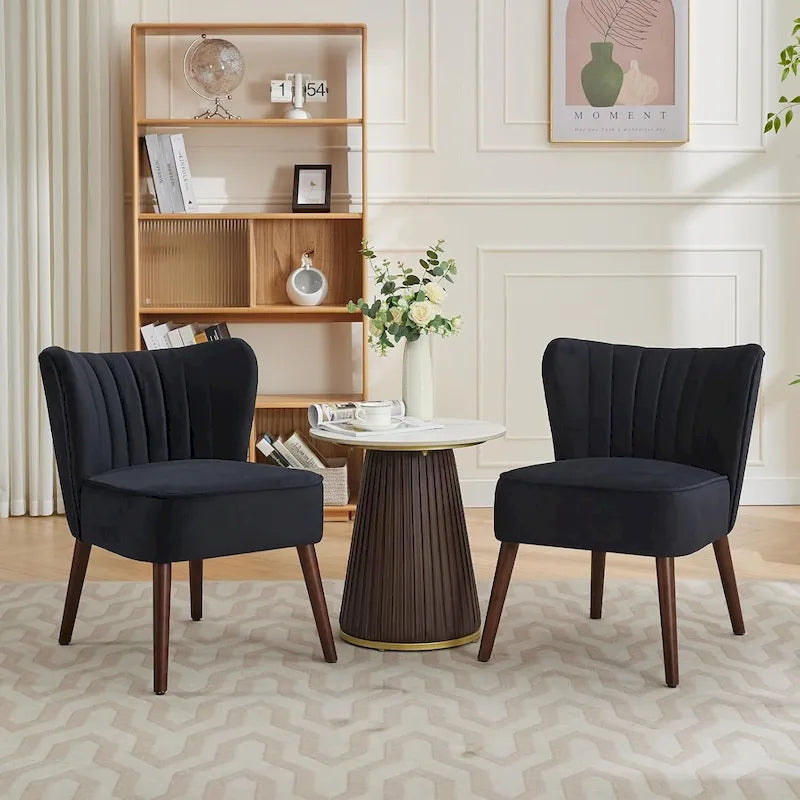 Fauteuil d'appoint moderne en velours, fauteuil de salon rembourré doux avec pieds en bois