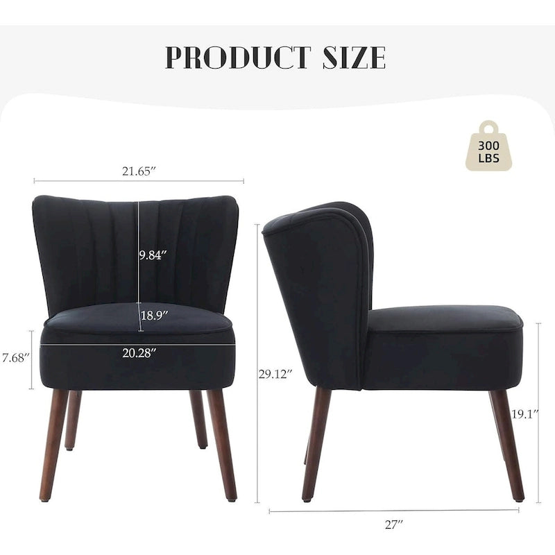 Fauteuil d'appoint moderne en velours, fauteuil de salon rembourré doux avec pieds en bois
