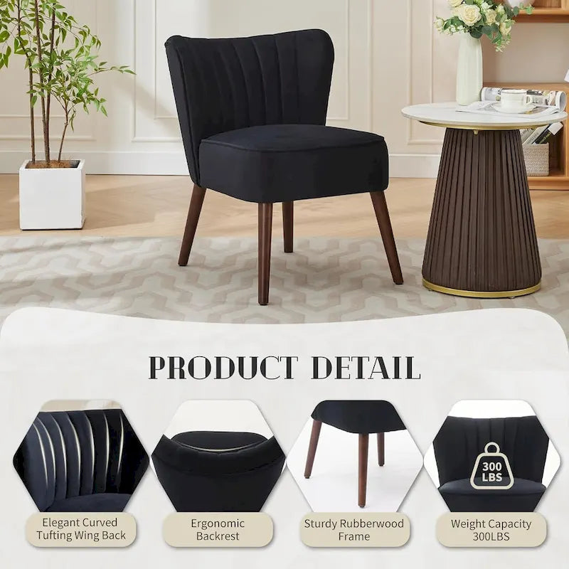 Fauteuil d'appoint moderne en velours, fauteuil de salon rembourré doux avec pieds en bois