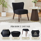 Fauteuil d'appoint moderne en velours, fauteuil de salon rembourré doux avec pieds en bois