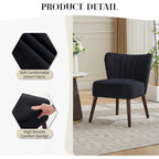 Fauteuil d'appoint moderne en velours, fauteuil de salon rembourré doux avec pieds en bois