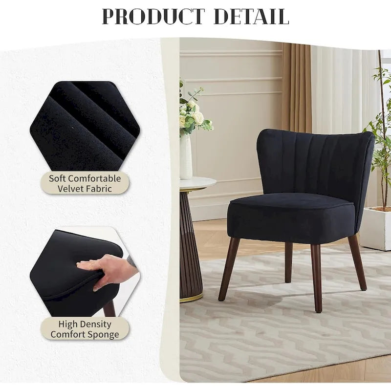 Fauteuil d'appoint moderne en velours, fauteuil de salon rembourré doux avec pieds en bois