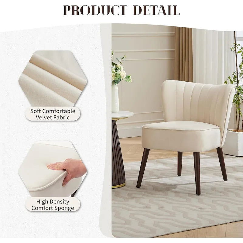Fauteuil d'appoint moderne en velours, fauteuil de salon rembourré doux avec pieds en bois