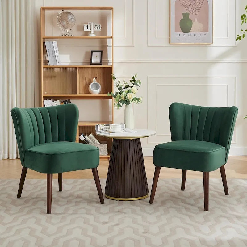 Fauteuil d'appoint moderne en velours, fauteuil de salon rembourré doux avec pieds en bois