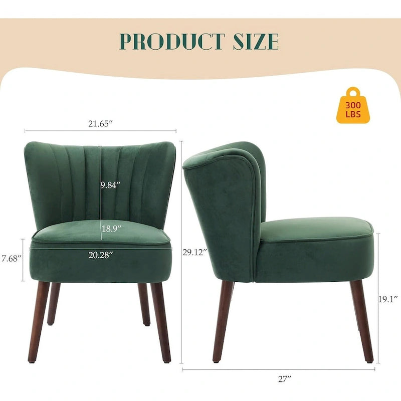 Fauteuil d'appoint moderne en velours, fauteuil de salon rembourré doux avec pieds en bois