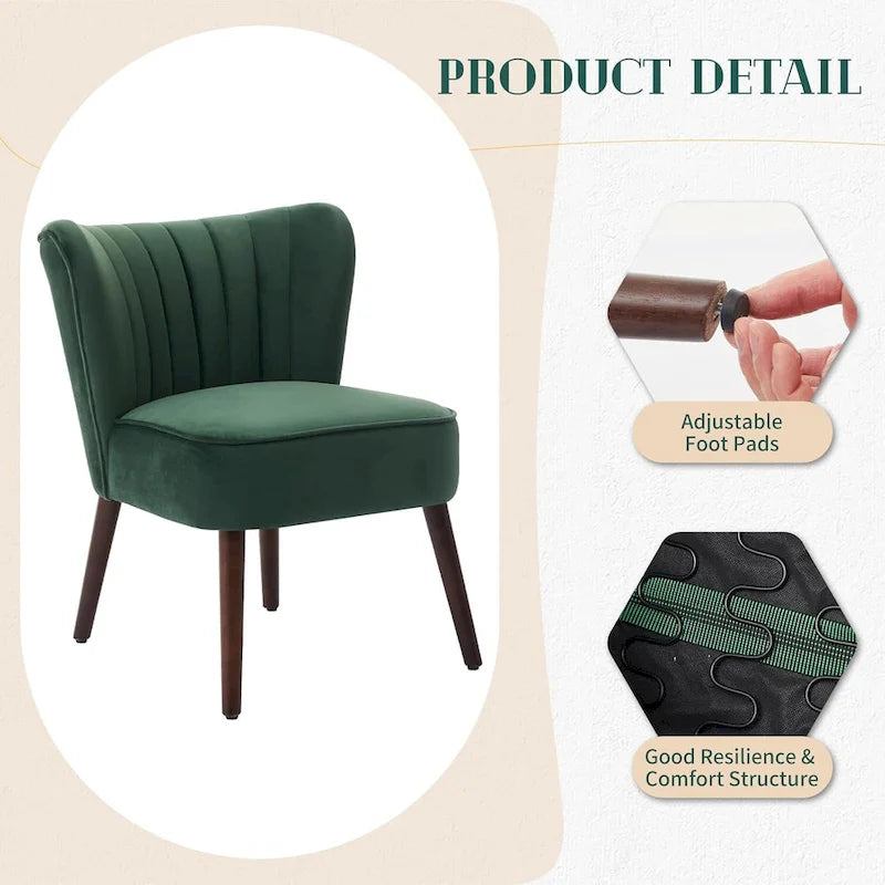 Fauteuil d'appoint moderne en velours, fauteuil de salon rembourré doux avec pieds en bois