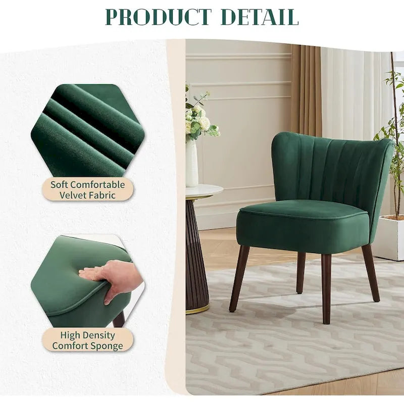 Fauteuil d'appoint moderne en velours, fauteuil de salon rembourré doux avec pieds en bois